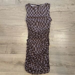 Urban Outfitters Women’s Brown Checkerboard Mini Dress Size XS